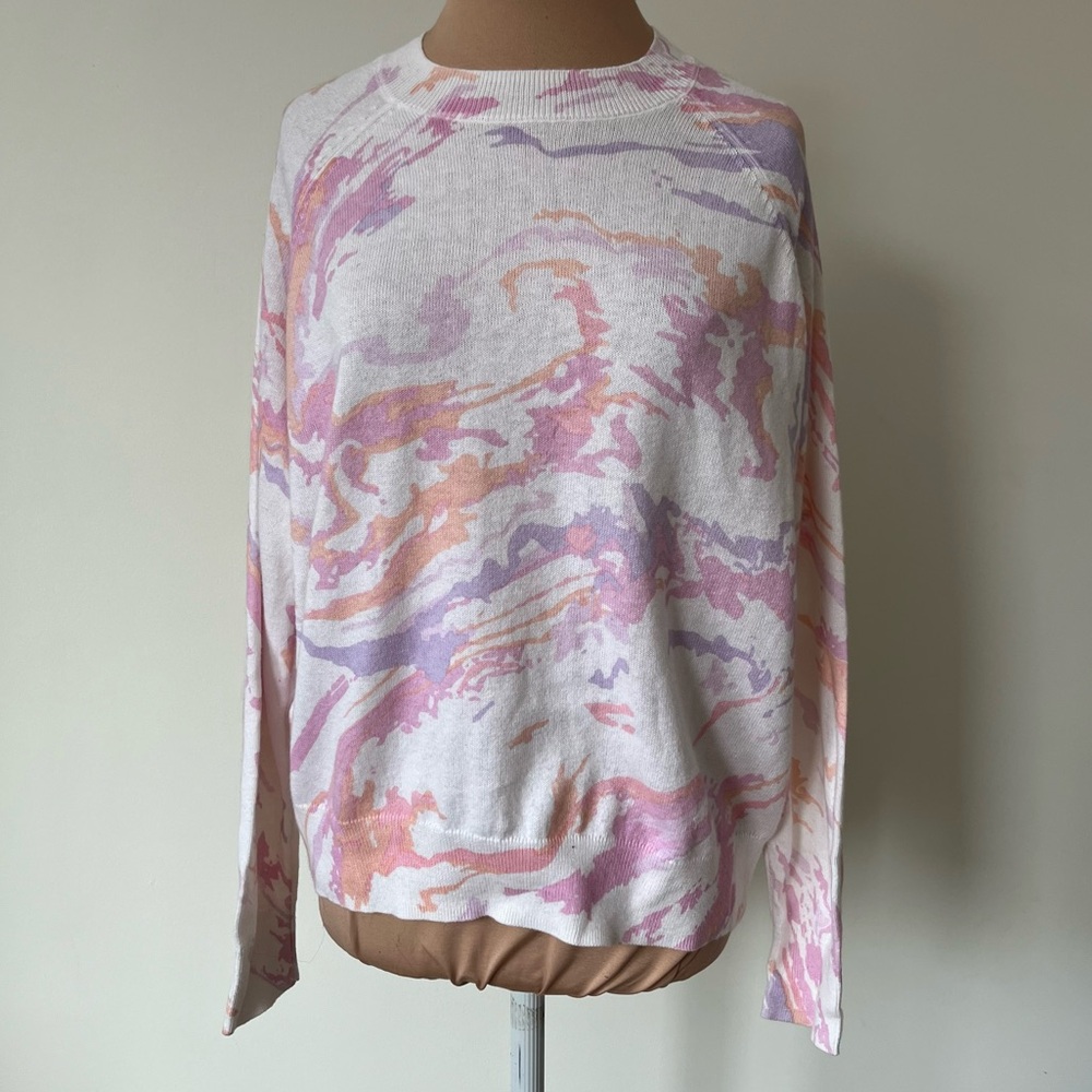 27 Miles Malibu Swirl Abstract Tie Dye Multicolor Crewneck Cotton Cashmere EUC S